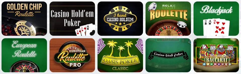 Jeux de table au Europe777 Casino